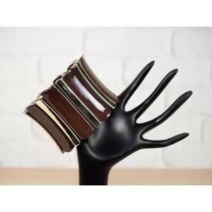 Vintage Retro Brown and Gold Chunky Stretch Bracelet